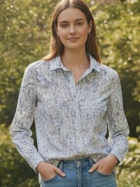 Old Navy Floral Button-Up Cotton Blouse – Size Small, 100% Cotton (Approx. 20.5”
